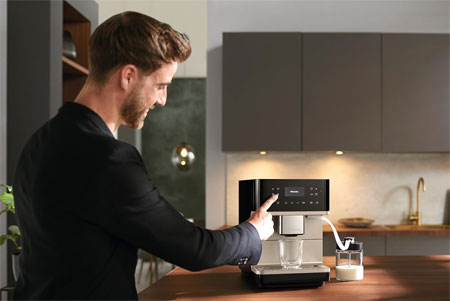 Miele CM 6360 MilkPerfection Automatic Coffee Machine - OneTouch for Two, AromaticSystem, 8 individual profiles, DoubleShot, WiFi-compatible, LED lighting, in Obsidian Black CleanSteel Metallic. - Image 3
