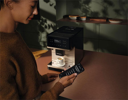 Miele CM 6360 MilkPerfection Automatic Coffee Machine - OneTouch for Two, AromaticSystem, 8 individual profiles, DoubleShot, WiFi-compatible, LED lighting, in Obsidian Black CleanSteel Metallic. - Image 4